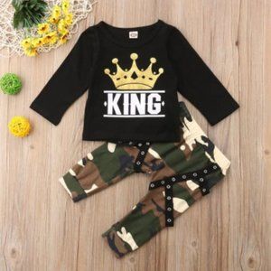 NEW Boys King Camo 2 Piece Outfit